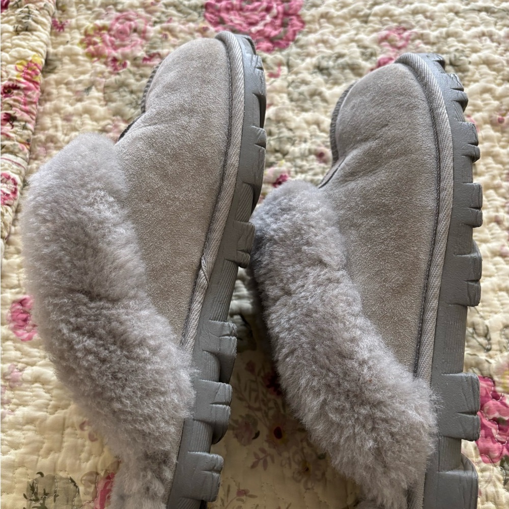 UGG Gray Coquette Sheepskin Slippers - Picture 2 of 6